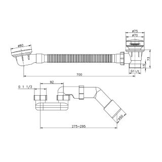 Слив-перелив для ванны Raglo R600.31.09 автомат 60 см графит
